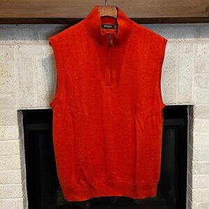 Bobby Jones Merino Lined Quarter-Zip Mock Neck Wind Vest in Orange - Size XL